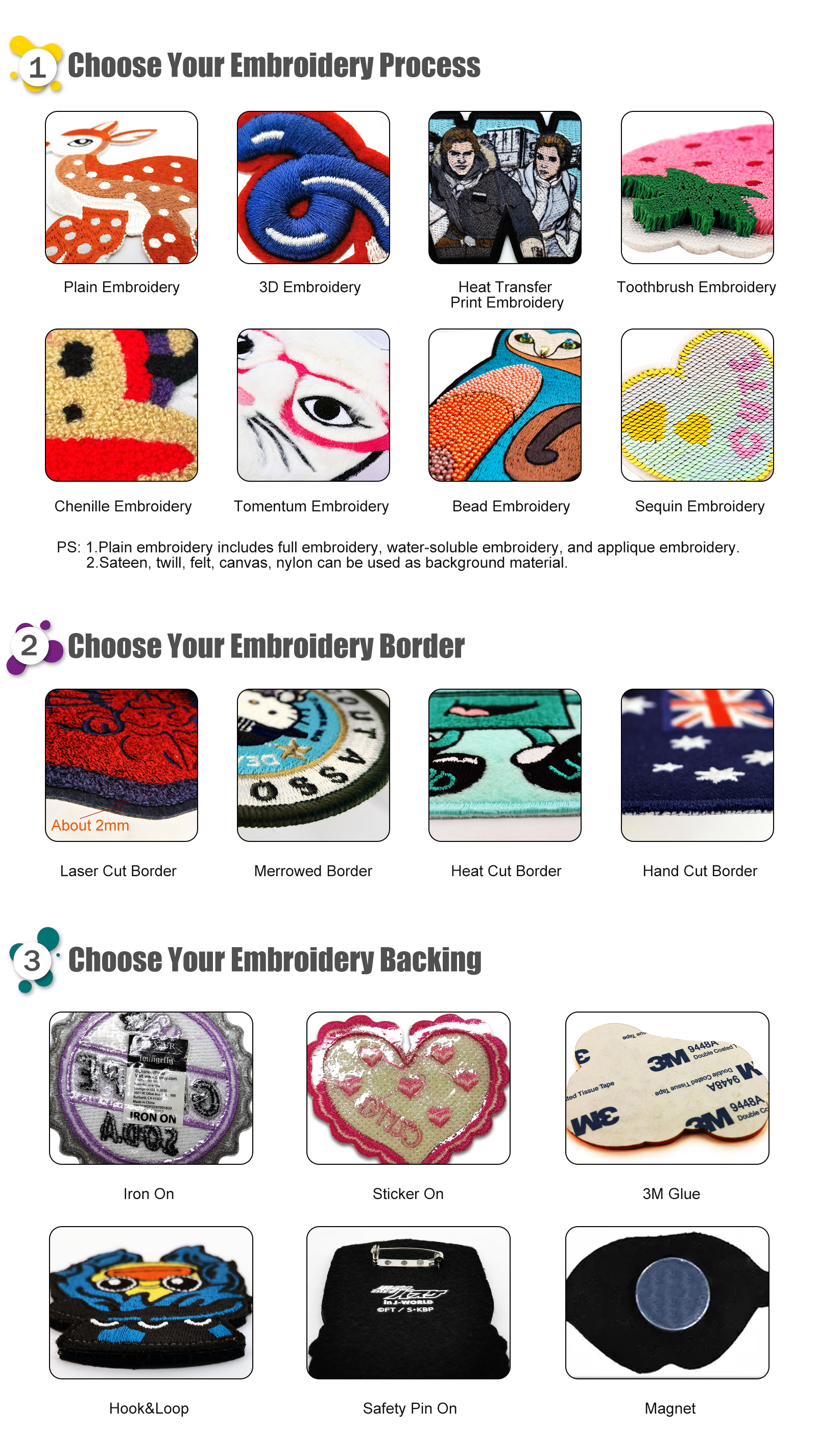 Custom Personalized Logo Embroidered Patches Any Shape Iron on Sew on Hook and Loop Patch