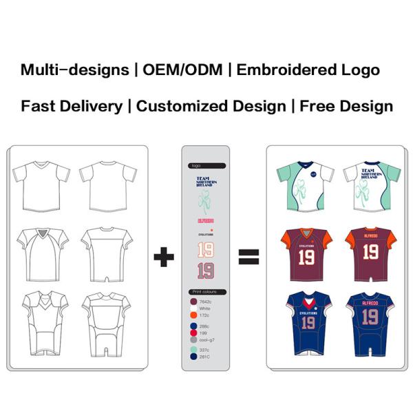 Polyester Printing Sublimated Football Jerseys Washable Practical