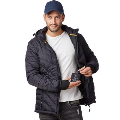 100% Down Heated Jacket Waterproof Thermal Puffer Jacket With Detachable Hood And 12v Battery Pack