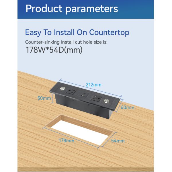 Flush Mount Recessed Power Strip Outlet With USBA USBC Port UL Certified