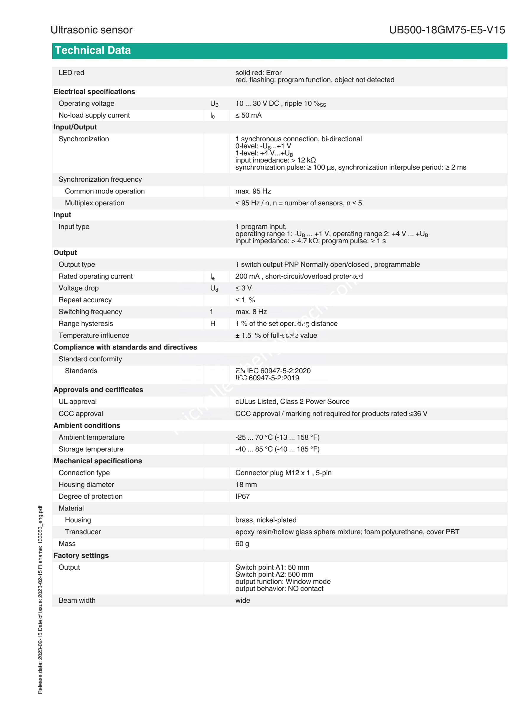PEPPERL+FUCHS Stainless Steel Ultrasonic Sensor for Industrial Automation with One Year Warranty