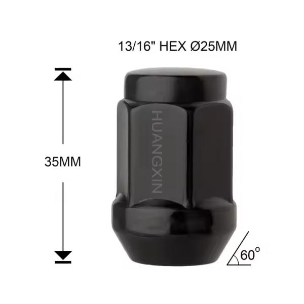 Huangxin 1/2- 20 Wheel Chrome Steel Lug Nuts Closed End Bulge Acorn Lug Nuts Cone Seat 1.38 35mm Tall 3/4 19mm Hex