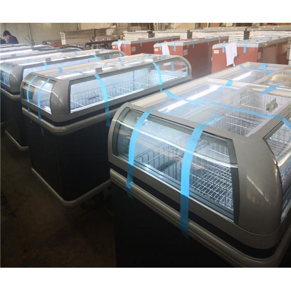 Supermarket Island Freezer Sliding Glass Curved Lid Chest Combined Island Fridge Freezer