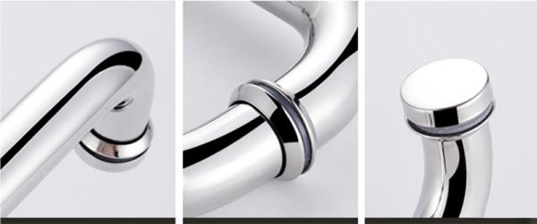 Hotel Round Tube Shower Door Glass Handle Seven And L Shaped High Strength