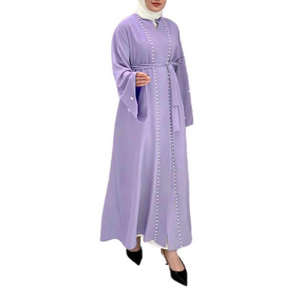 Tops Muçulmanos da moda Vestidos Muçulmanos Mulheres Cor Sólida Manga Flared Roupa Mosaico
