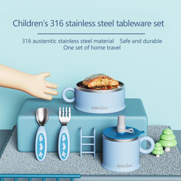 Eco Friendly SS316 Infant Tableware Baby Products Silicone Dinnerware Infant Suction Plate