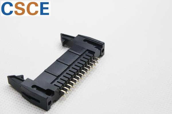 PBT Housing Box Header Connector , Gold Plated Brass Contact 2.54 MM Pitch Connector