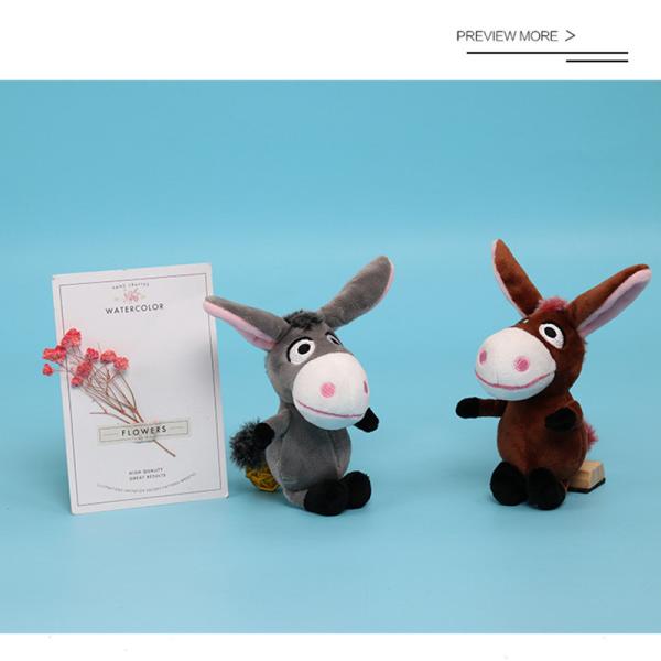 Cute Donkey Shape Plush Keychain Toys Mini Size PP Cotton Filling 13CM