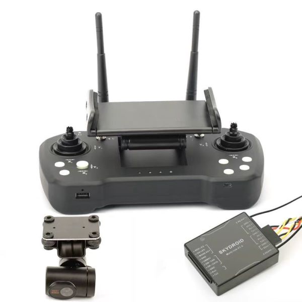 T12 Professional Drone Accessories 12-Channel Remote Control 4-in-1 20km Digital Map Transmission Three-Body Camera for Skydroid