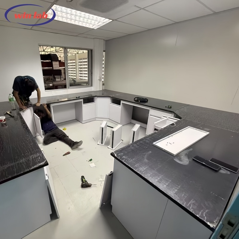 All Steel Lab Bench Table Acid And Alkali Resistant Lab Workstation Bench With 350 kg/m2 Load Capacity