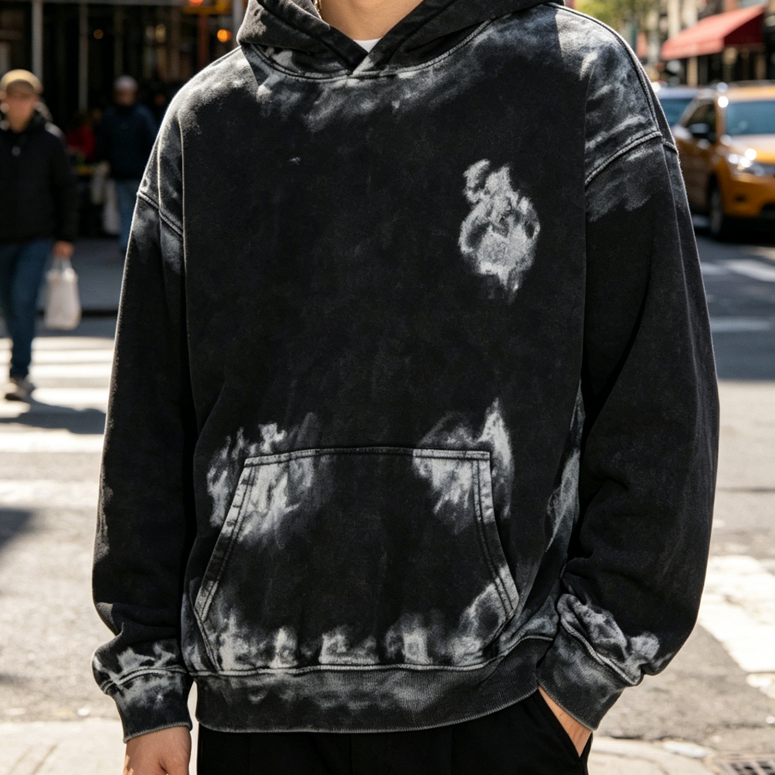 Vintage Graffiti Paint Print Hoodie, Heavyweight Oversized Grunge Streetwear for Fall Men