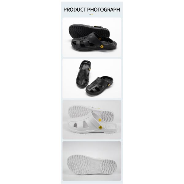 Black Non Slip Food Industry Footwear Lab Cleanroom ESD SPU Antistatic Slippers