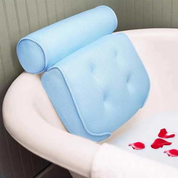 Health Care Function OEM 4D Bathtub Headrest Pillow Knitted Bath Pillow With Suction