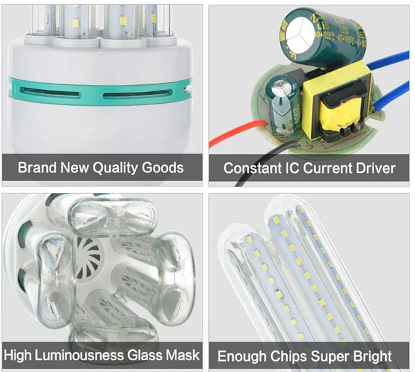 Stable Multichip 12 Watt LED Corn Light , Glass Dimmable Corn Cob LED Bulb