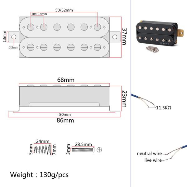 Alnico 5 Humbucker Pickup Double Coil pickup set 11.5K ST Fender SG Guitar Vintage