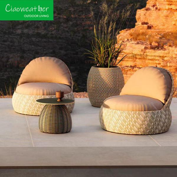 Restaurant Outdoor Wicker Furniture Metal Aluminum Lounge Chair for Comfortable Seating in Garden