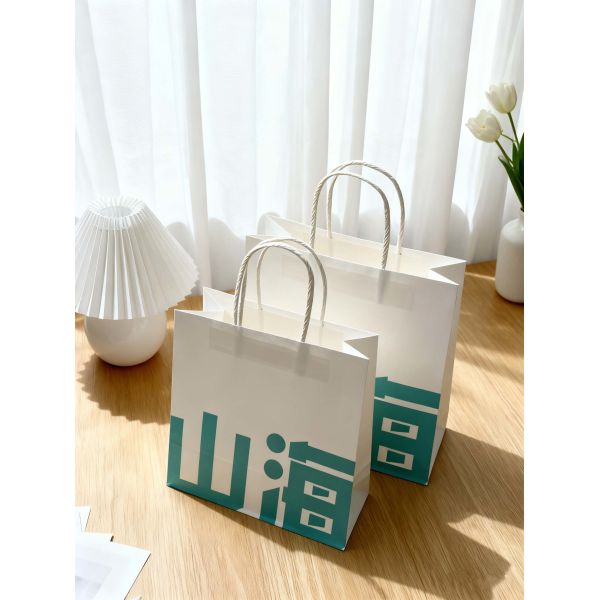 Custom Recyclable Disposable Kraft Paper Twisted Handle  Bag Printing Take Away Bag