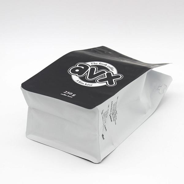 Чёрные кофейные пакеты на заказ из алюминиевой фольги с плоским дном