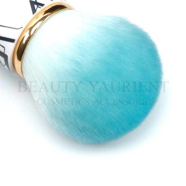 Gold Ring Soft Short Kabuki Brush 360degree Head Transfer Printing On Handle