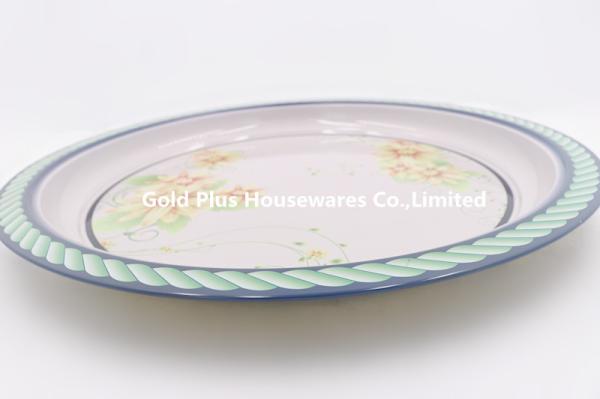 Flower Theme Stainless Steel Round Tray With Custom Print