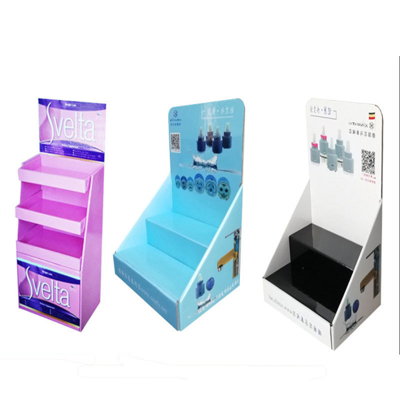 Customized Eco Friendly Printing Paper Corrugated Rack Tray Stand for Retail Shops