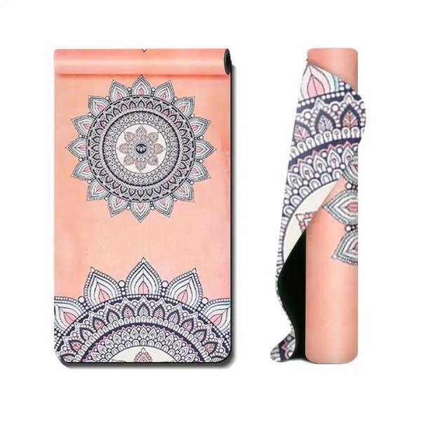 Personalized Custom Print Foldable Travel Suede Yoga Mat Eco Friendly Fitness Pilates Natural Rubber Yoga Mat With Logo