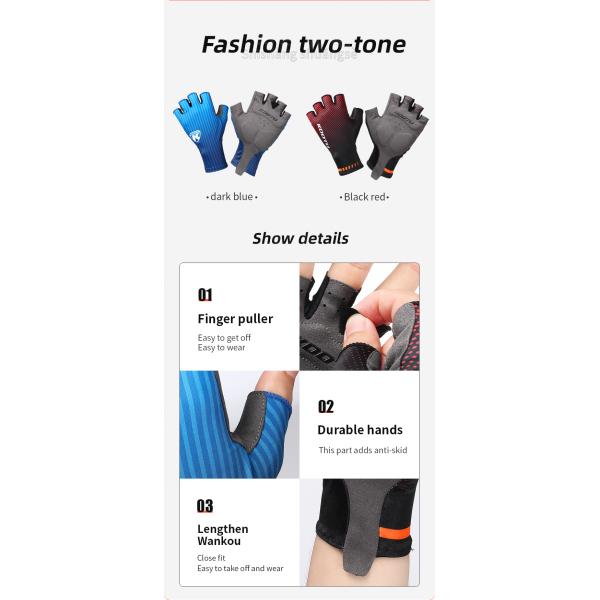 Women Men Road Cycling Gloves Half Finger Breathable Polyester Material
