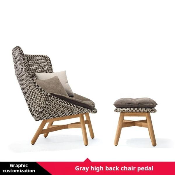 Contemporary PE Rattan Chairs Teak Wood Table Chair Set Outdoor Customized Furniture