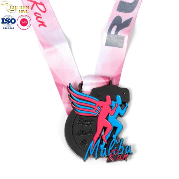 Football Game Metal Sports Medal Black Running Nickel Plated Competition Zinc Alloy