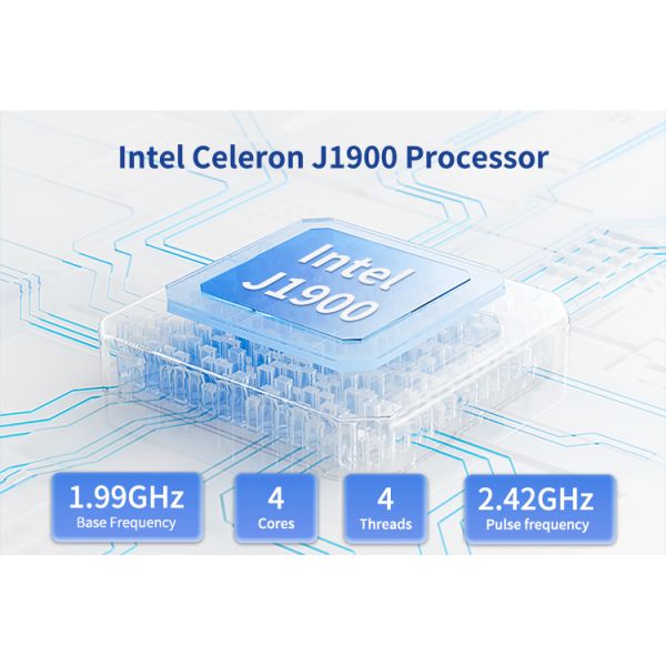 Quad Core J1900 Mini PC with Dual Display and 12V Power Supply Fanless Industrial Computer Barebone System