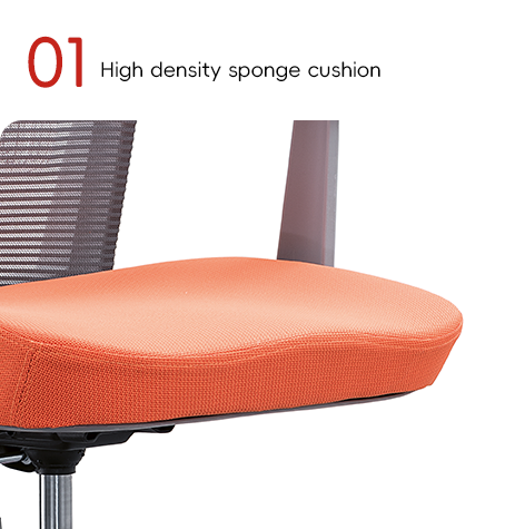 Cadeira de escritório ergonômica simples e confortável de tecido de cores duplas laranja-cinza cadeira de pessoal