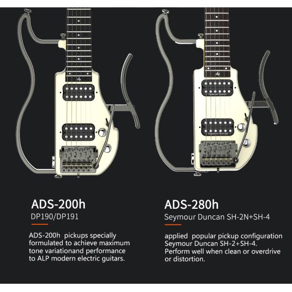 Unique Design Patented Grand Headless Foldable Travel Guitar with Double Humbuckers and Headphone Amplifier