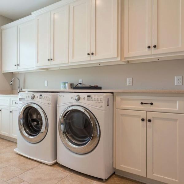 Bathroom White Shaker Laundry Storage Cabinet Furniture Modern Creamy