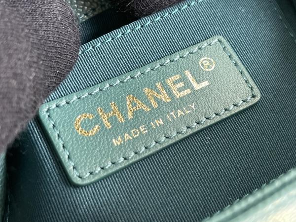 Lichi Chanel Designer Brand Backpack de couro 23P Duma Small Peacock Green nova