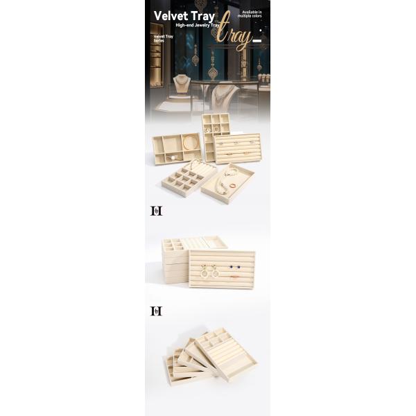 customizable Luxury beige Velvet Jewelry Trays OEM Jewellery Trays display for ring bracelet Necklace