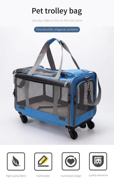 Breathable Airline Approved Pet Carrier Bag Portable Folding Travel Pet Trolley Carrier