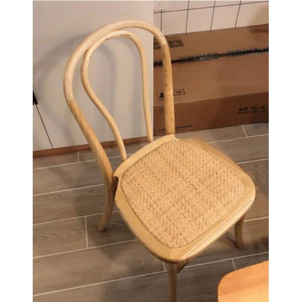 Strong Solid Wood Dining Chairs Stackable Bentwood Chairs for Restaurant Rattan Coffee Chairs Retro