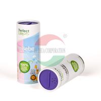 O papel do pó de bebê enlata o tubo de empacotamento com abanador 100g 3.5oz personalizou o logotipo