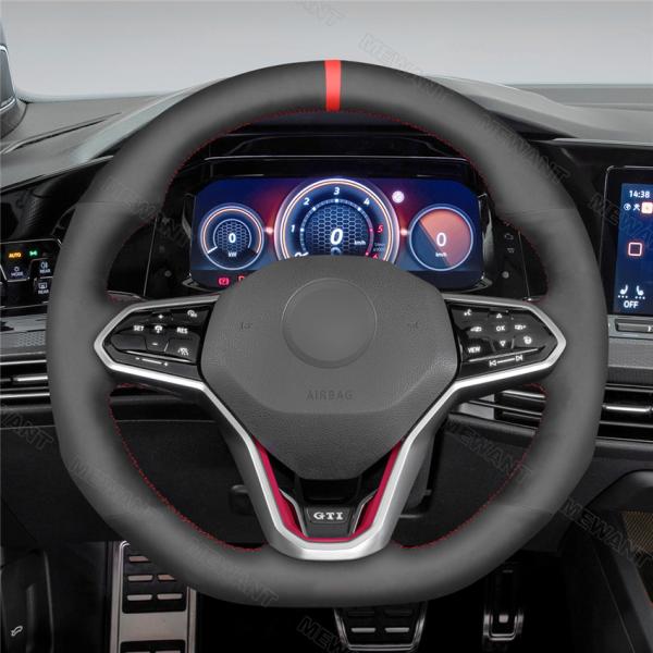 Soft Suede Steering Wheel Cover for Volkswagen Golf 8 MK8 GTI Golf GTE GTD 2020-2021