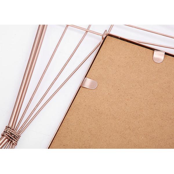 Modern Home Decor Rectangle Mirrored Wall Art Rose Gold Hollowed-out Metal Frame