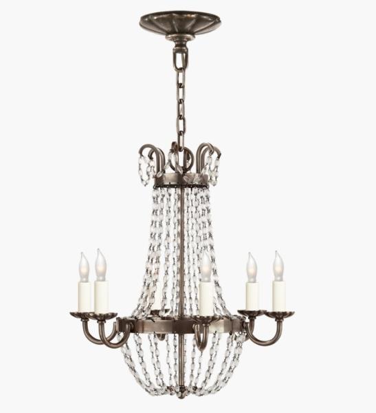 CHC 1407 Petite Paris Flea Market Chandelier Seeded Glass Shade Polished Nickel / Gilded lron / Antique-Burnished Brass / Sheffleld Silver