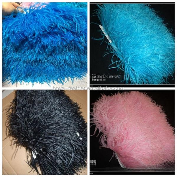 Two Tones Colour Ostrich Feather Fringe Trim With Satin Ribbon 1 Yard Length