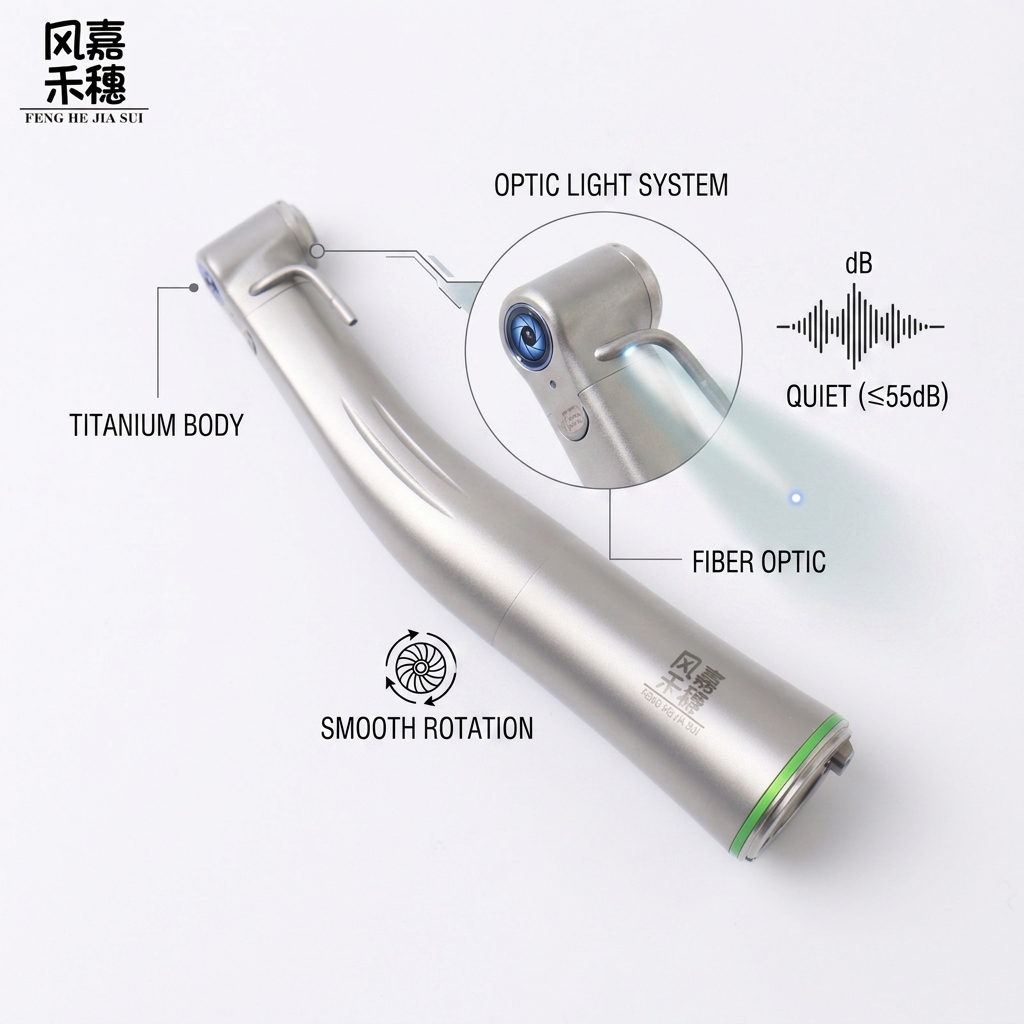 Miniaturized Surgical Head 45 Degree Dental Handpiece with High Precision Ceramic Ball Bearings and 40,000min/rpm Max Speed