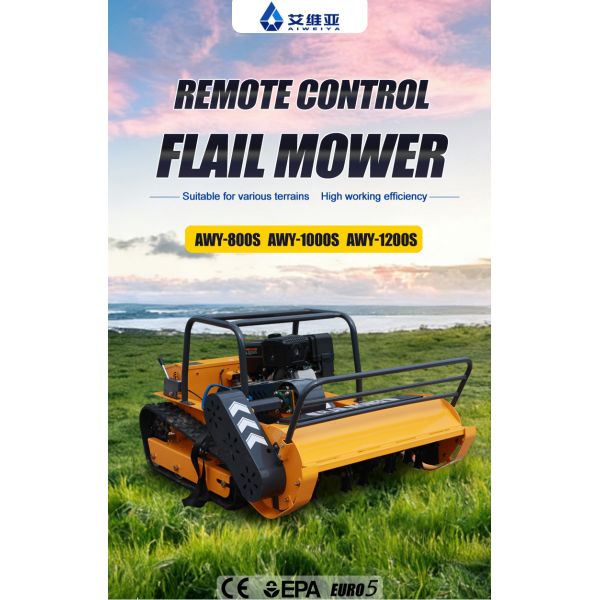 Remote Control Crawler Flail Mower Gas Powered for Steep Slopes Hillside Orchard Farm Garden Grass Cutting High Efficiency