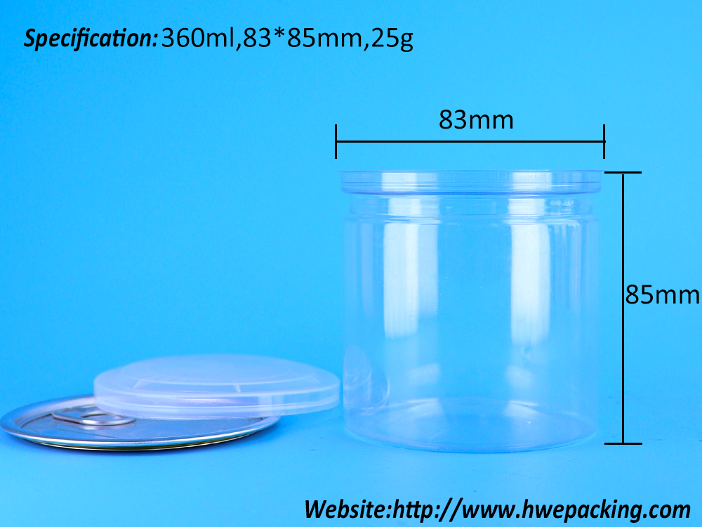 PET Can With Aluminum Easy Open Lid For Nuts Candy And Dry Snack Packaging