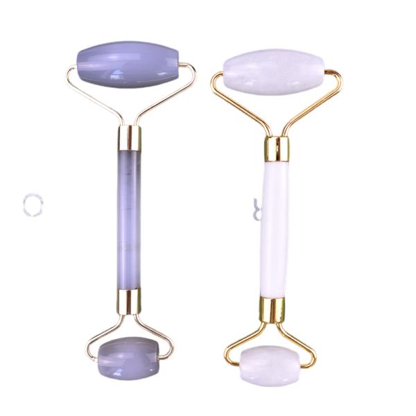 Gray Face Massage Agate Roller for Natural Skin Care and Facial Slimming