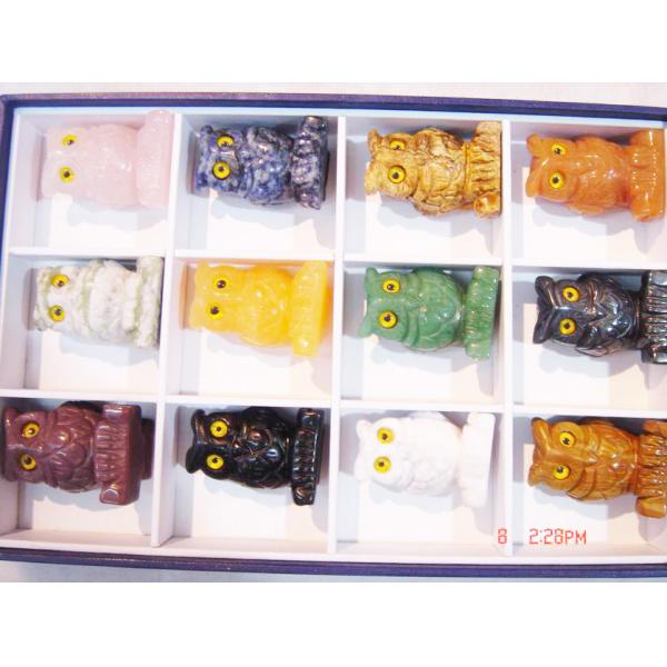 Handmade Jewelry Findings Carved Owl Semi Precious Gemstone Carving 45 - 50mm