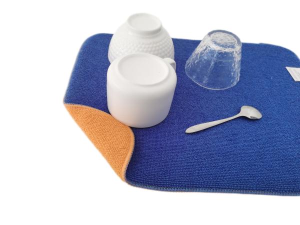 Blue Orange Microfiber Dish Mat  Draining Board Mats For Counter 30x46cm