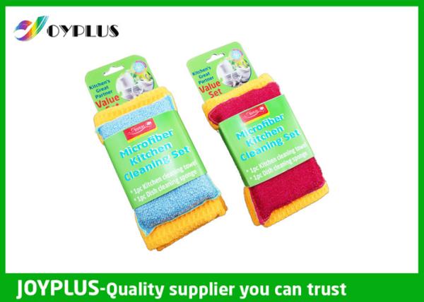 Durable Kitchen Cleaning Pad Set Plastic Scrubbers For Dishes Good Water Imbibition