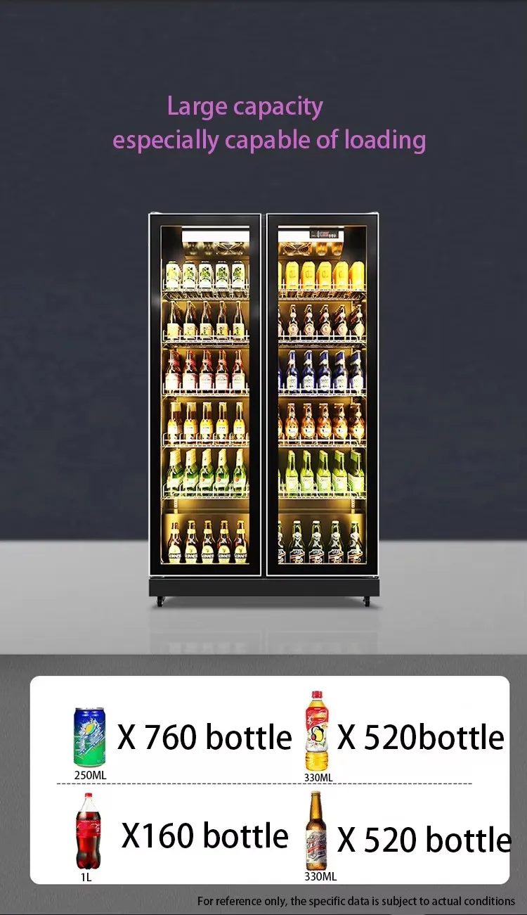Wholesale Commercial Refrigeration Cooler Display Glass Door Cooler Vertical Beverage Beer Fridge Freezer